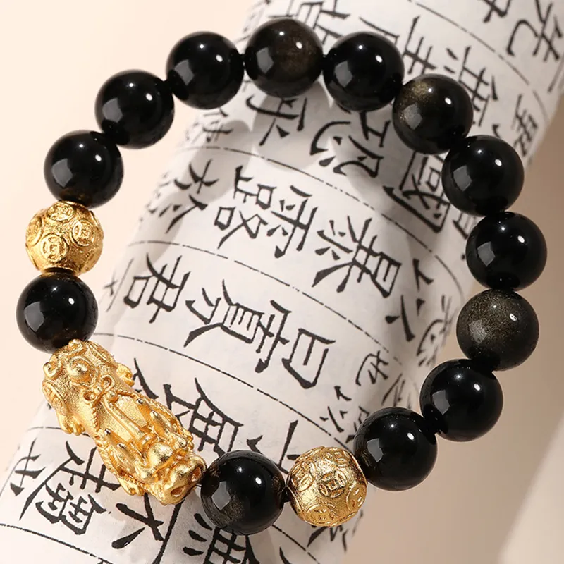 Bubble Scallops Obsidian Bracelets Unisex-4