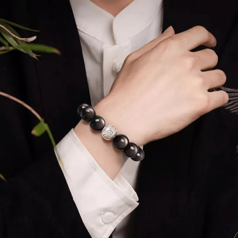 Bubble Scallops Obsidian Bracelets Unisex-6