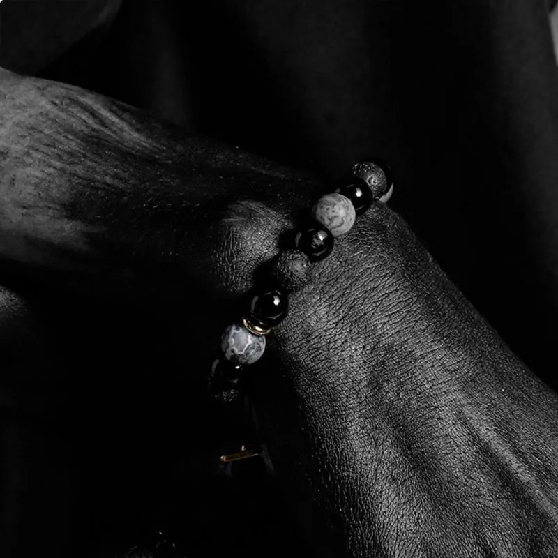 Bubble Scallops Obsidian Bracelets Unisex-5