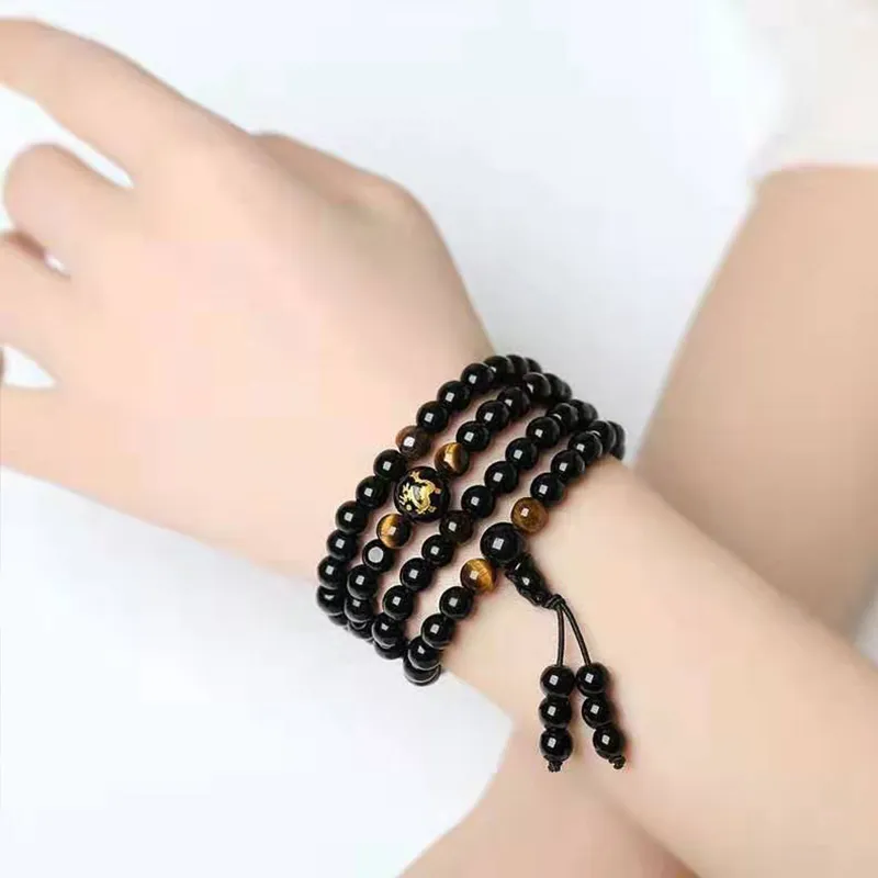 Bubble Scallops Obsidian Bracelets Unisex-2