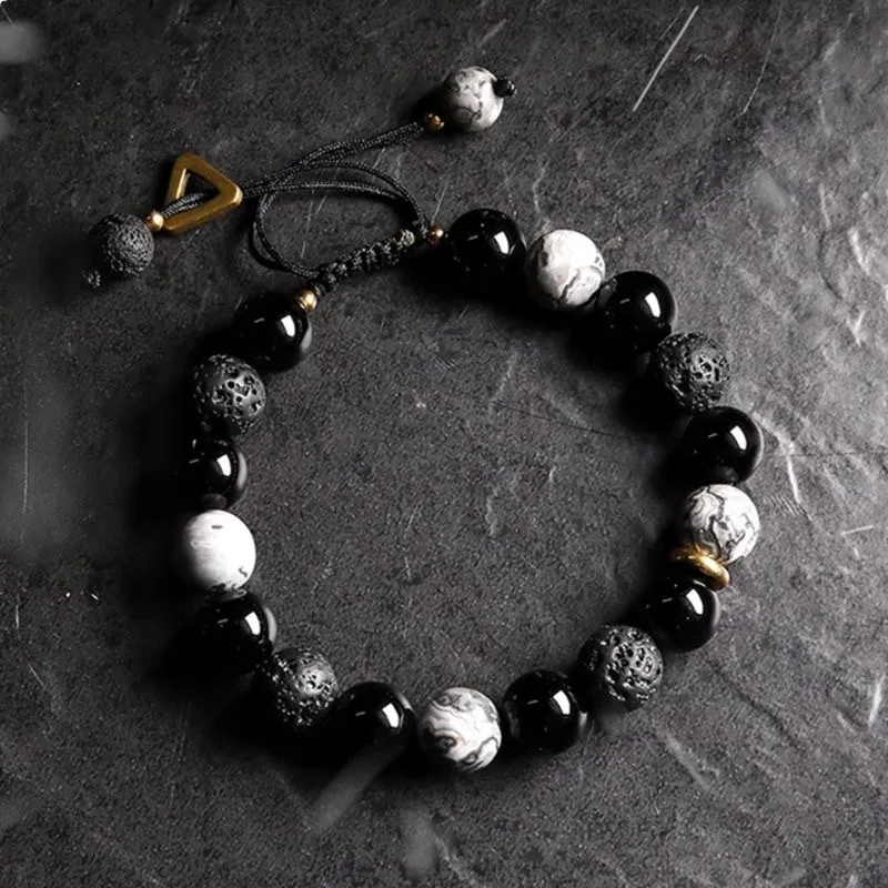 Bubble Scallops Obsidian Bracelets Unisex-3