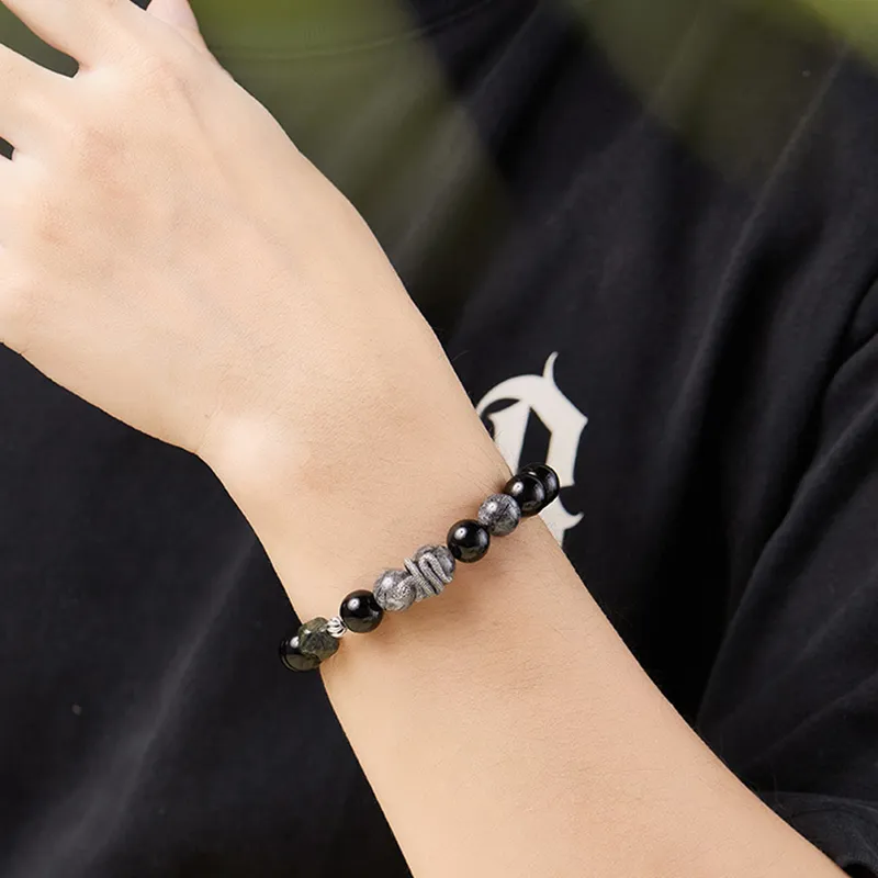 Bubble Scallops Obsidian Bracelets Unisex-1