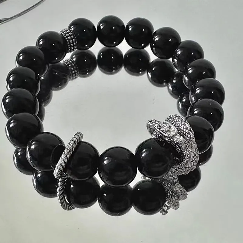 Bubble Scallops Obsidian Bracelets Unisex-2