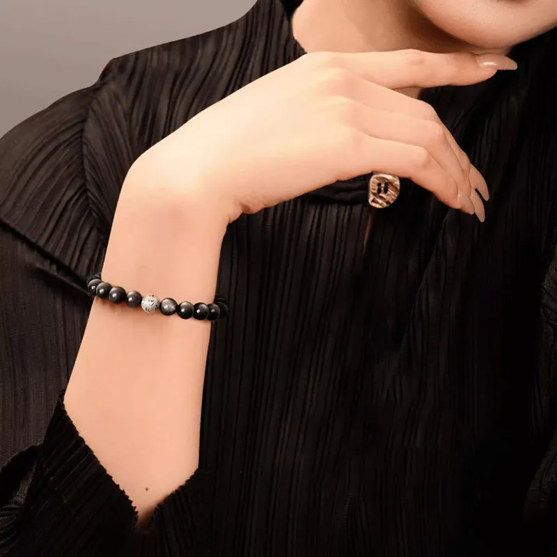 Bubble Scallops Obsidian Bracelets Unisex-2