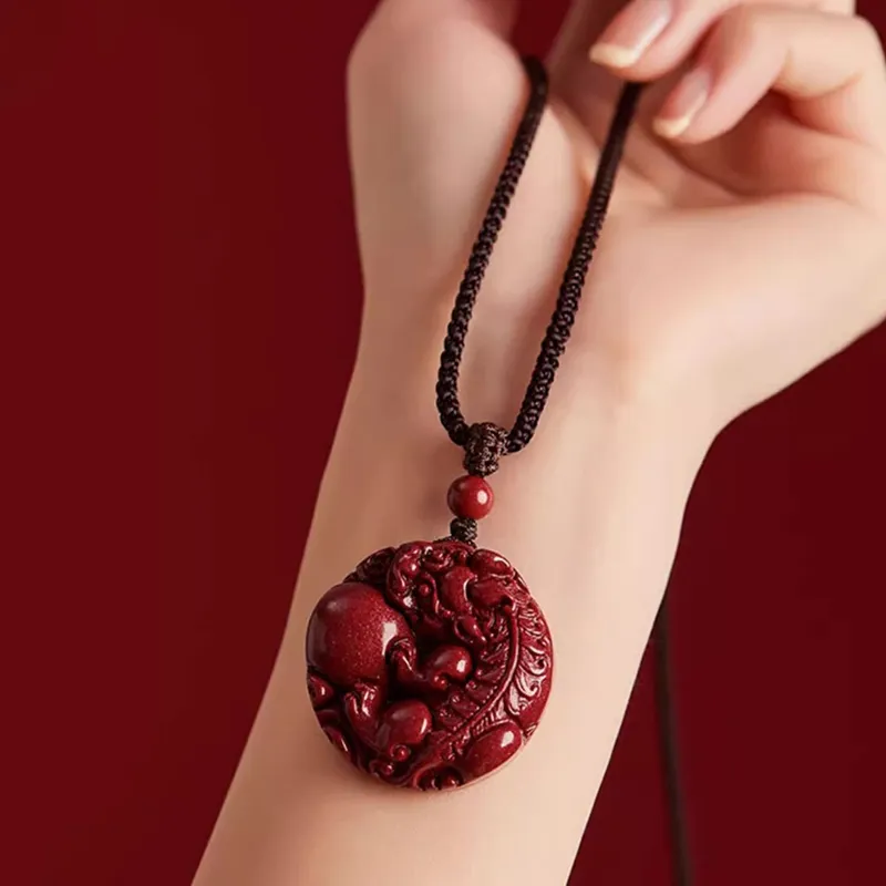 Bubble Scallops Reconstructed Cinnabar Necklaces Unisex-3