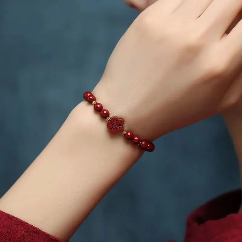 Bubble Scallops Reconstructed Cinnabar Jade Bracelets Unisex-1