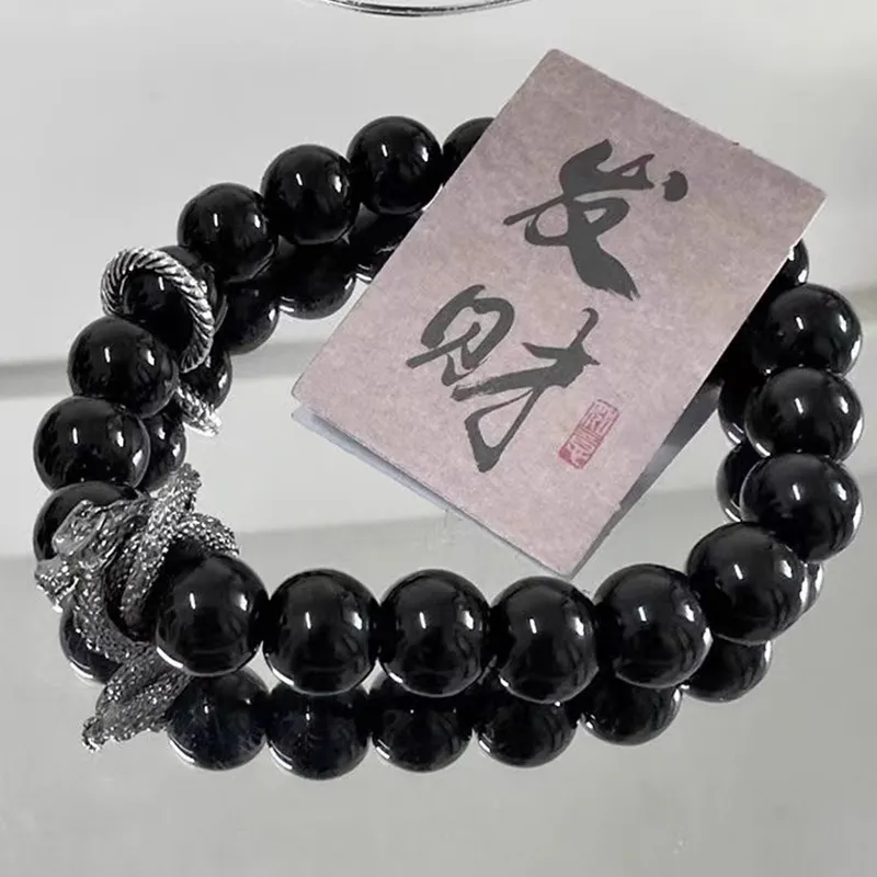 Bubble Scallops Obsidian Bracelets Unisex-1
