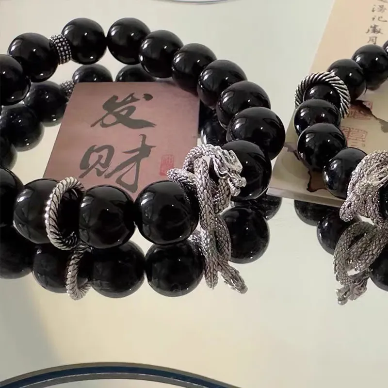 Bubble Scallops Obsidian Bracelets Unisex-3