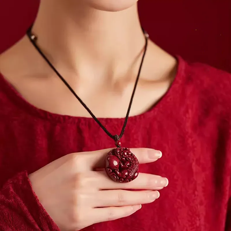 Bubble Scallops Reconstructed Cinnabar Necklaces Unisex-2