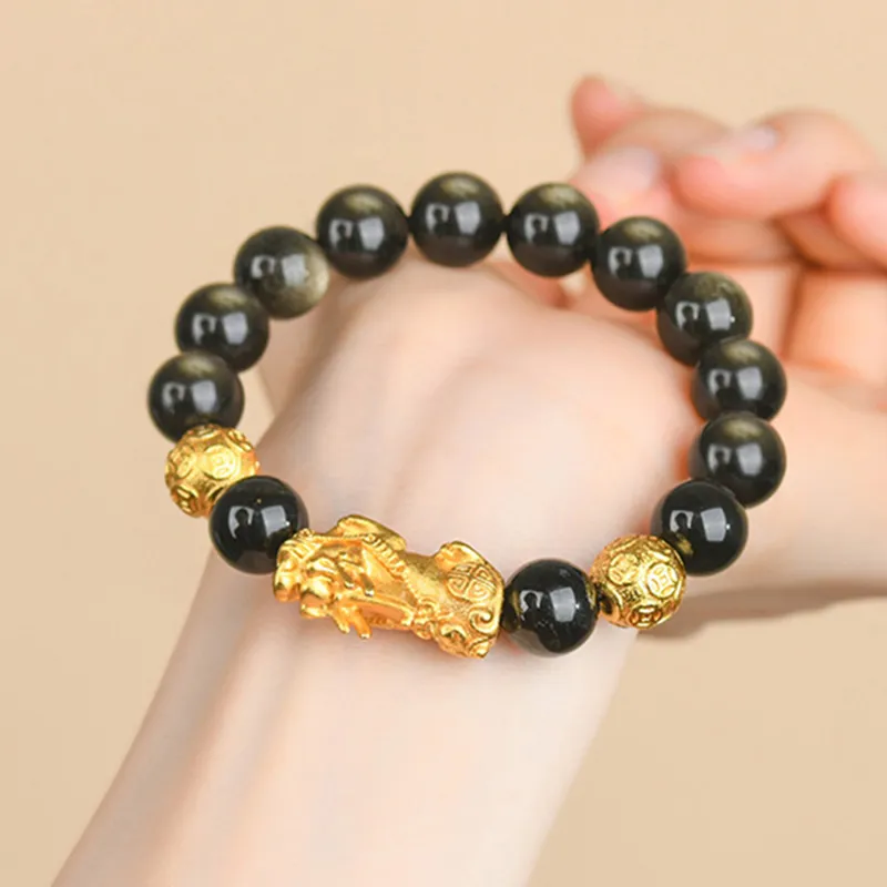 Bubble Scallops Obsidian Bracelets Unisex-3