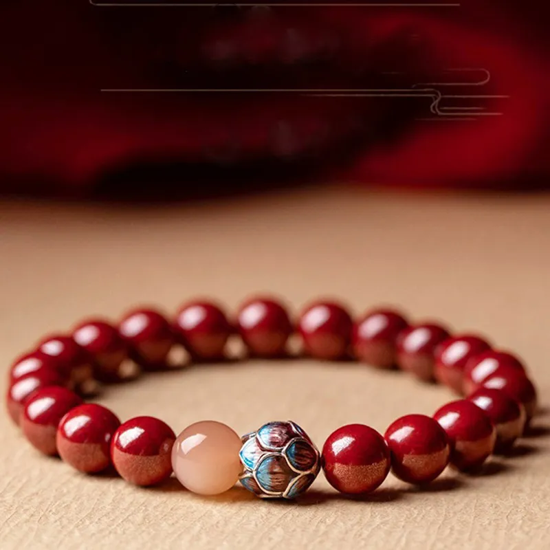 Bubble Scallops Reconstructed Cinnabar Jade Bracelets Unisex-2
