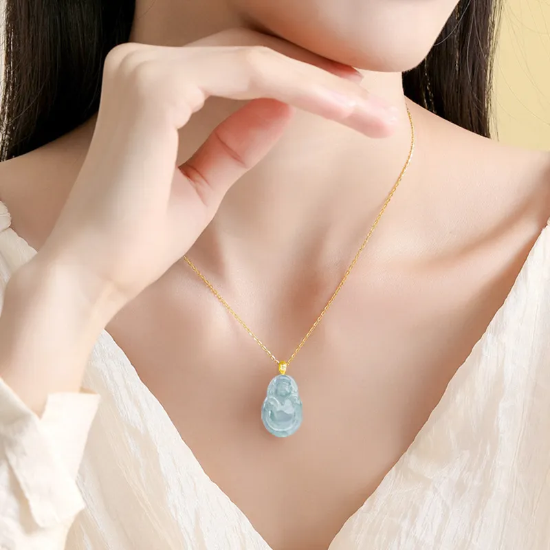 Bubble Scallops Glutinous Jade Jadeite Necklaces Unisex-3