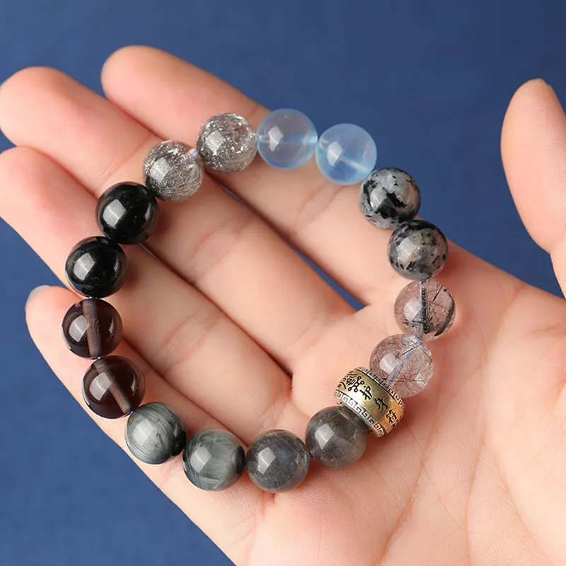 Bubble Scallops Obsidian Jade Bracelets Unisex-3