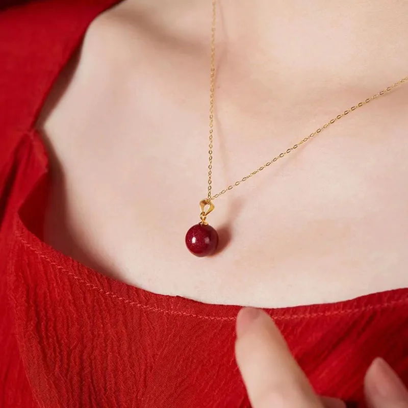 Bubble Scallops Reconstructed Cinnabar Necklaces Women's-1
