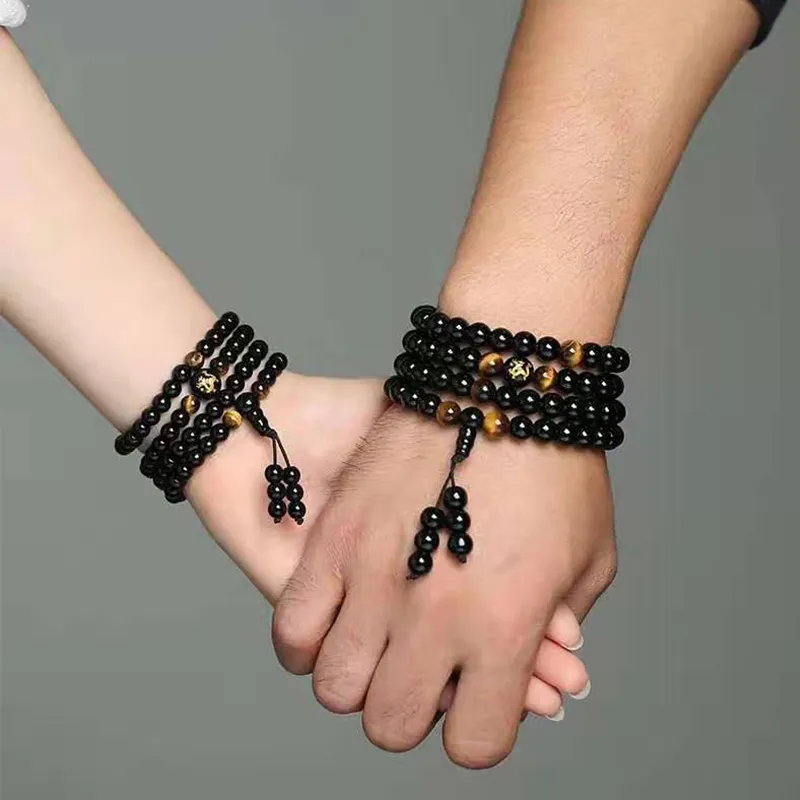 Bubble Scallops Obsidian Bracelets Unisex-3