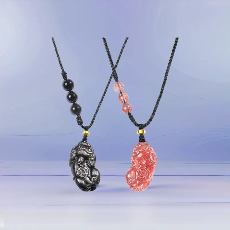 Bubble Scallops Obsidian Necklaces Unisex-2