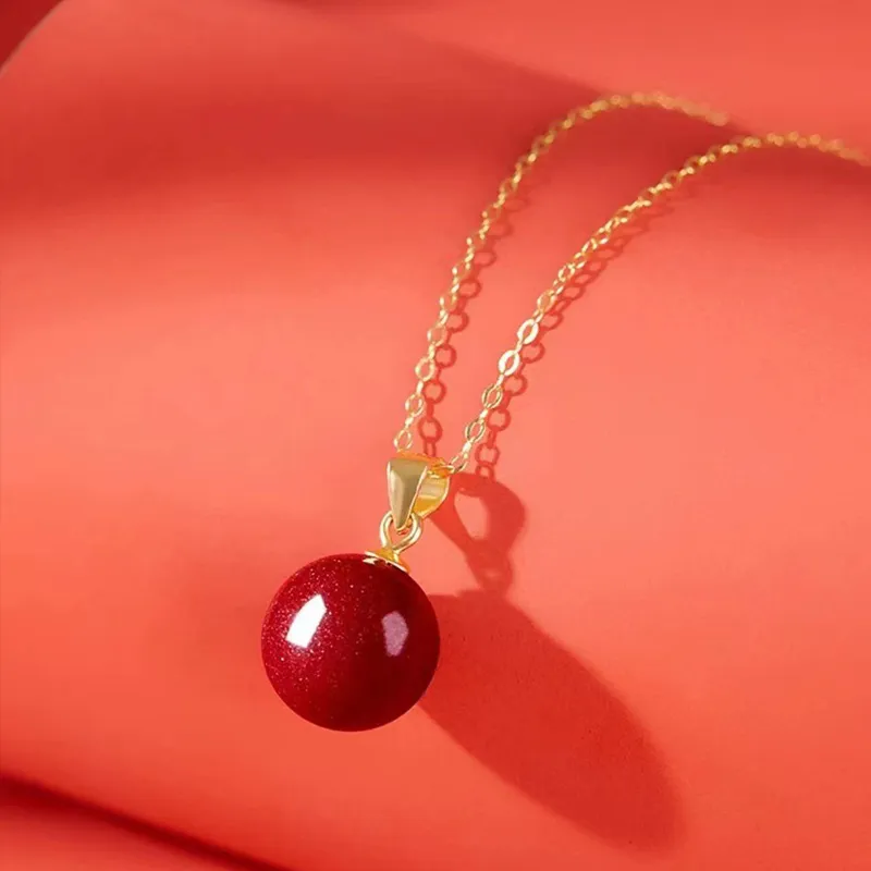 Bubble Scallops Reconstructed Cinnabar Necklaces Women's-5