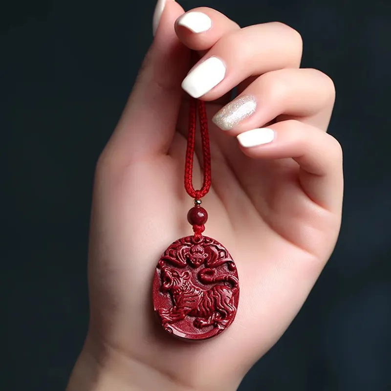 Bubble Scallops Reconstructed Cinnabar Necklaces Unisex-3