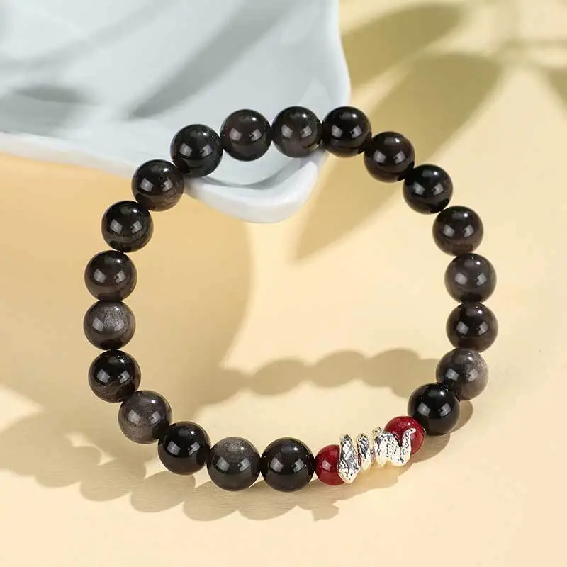Bubble Scallops Obsidian Bracelets Unisex-2