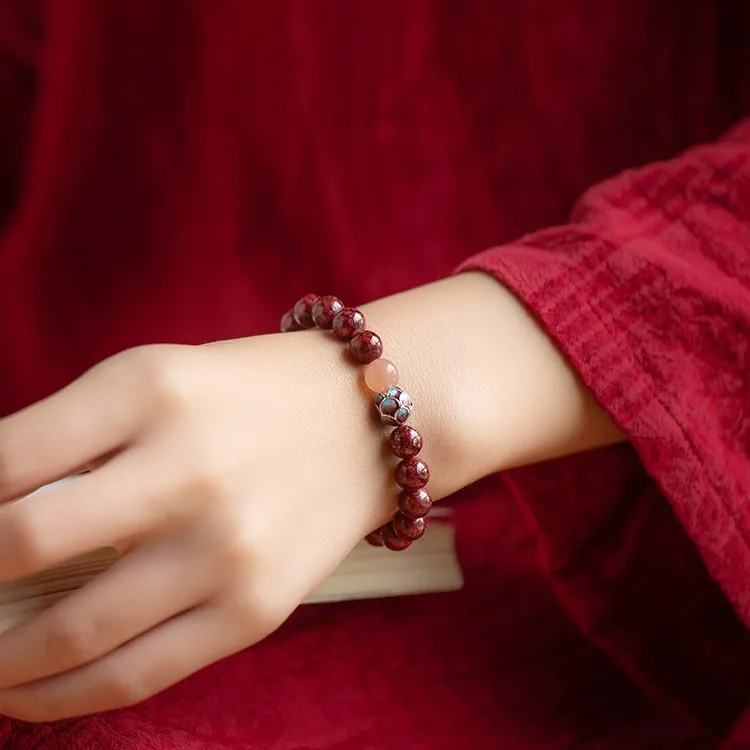 Bubble Scallops Reconstructed Cinnabar Jade Bracelets Unisex-1