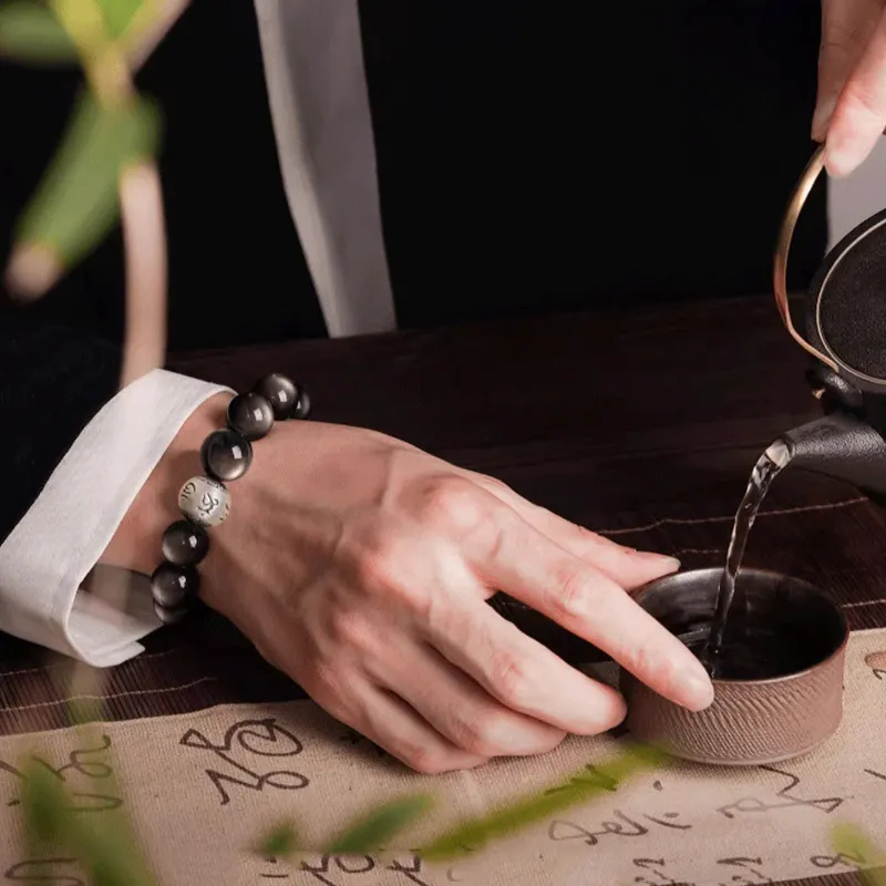 Bubble Scallops Obsidian Bracelets Unisex-7
