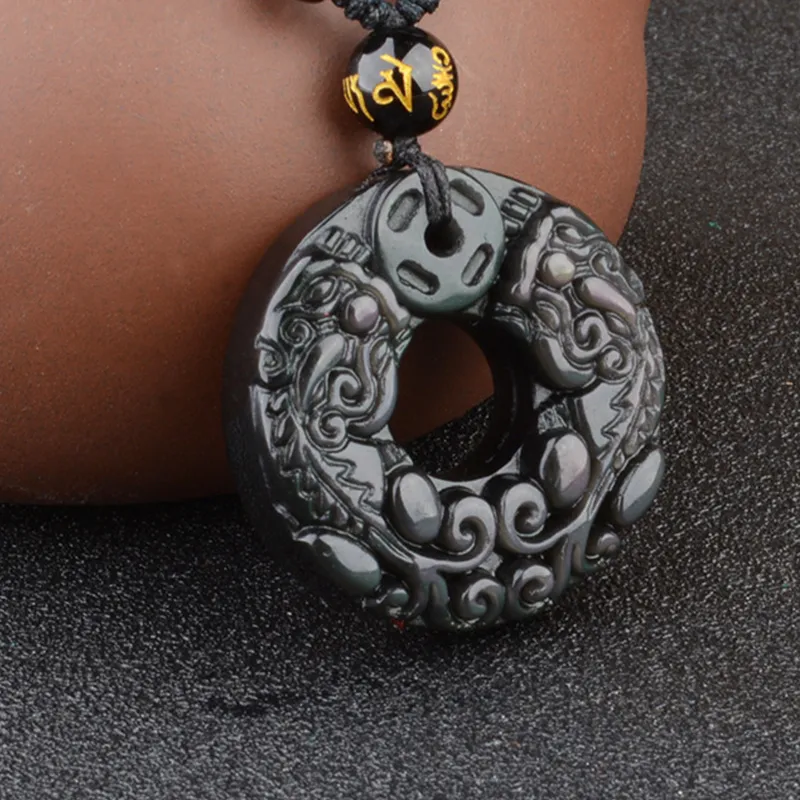 Bubble Scallops Obsidian Jade Necklaces Unisex-4