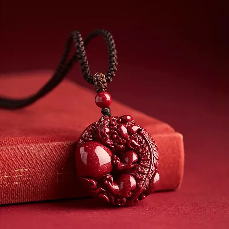 Bubble Scallops Reconstructed Cinnabar Necklaces Unisex-1