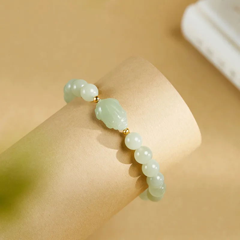 Bubble Scallops Hetian Jade Bracelets White Jade/Pale Greenish-White Jade Women's-1