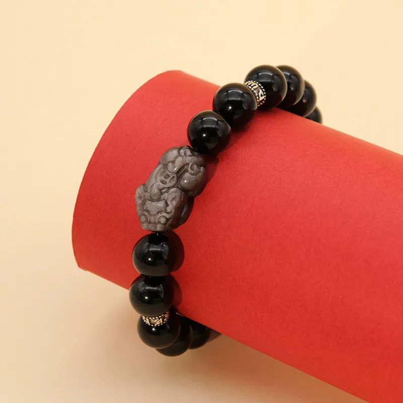 Bubble Scallops Obsidian Bracelets Unisex-4