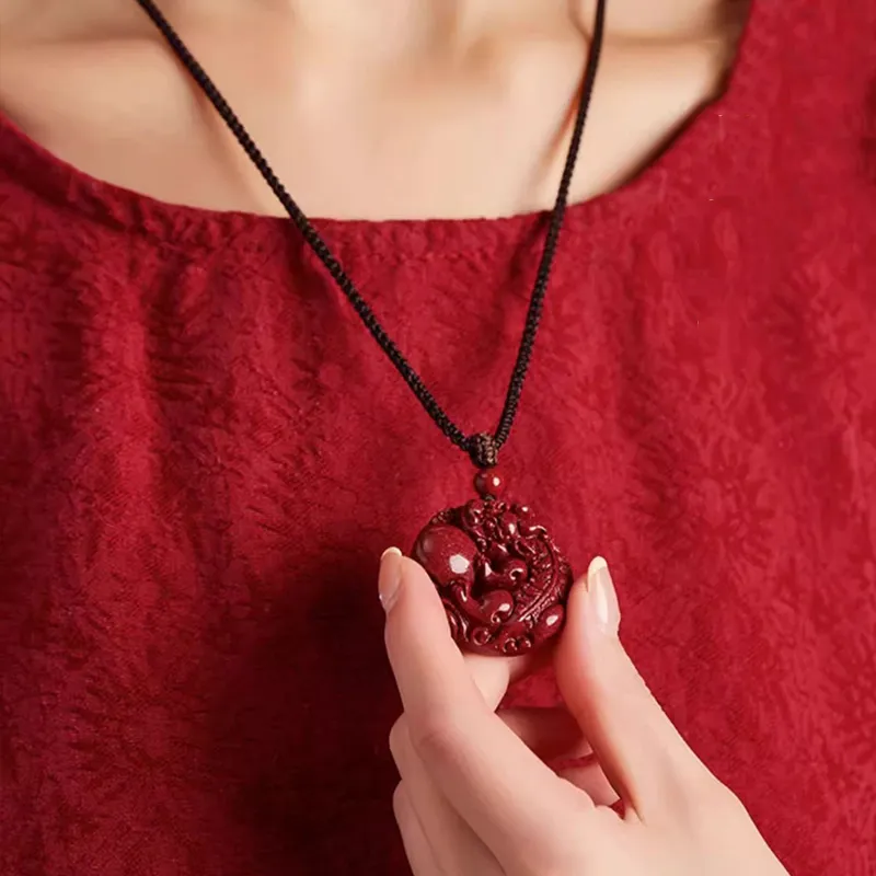 Bubble Scallops Reconstructed Cinnabar Necklaces Unisex-5