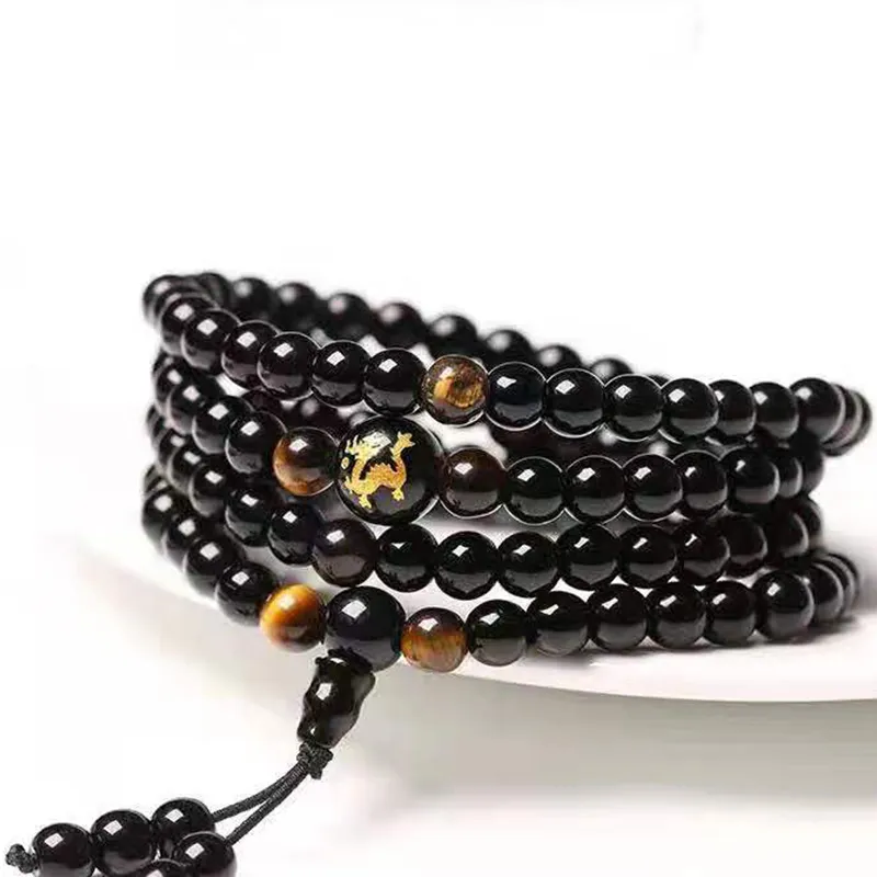 Bubble Scallops Obsidian Bracelets Unisex-1
