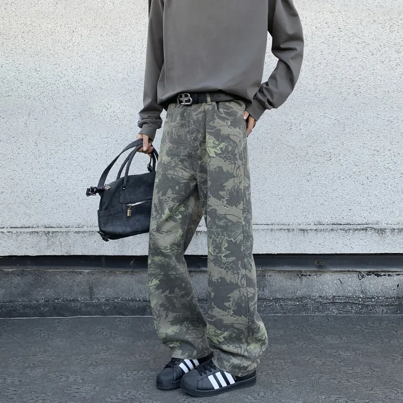 DS'DIARY Jeans Unisex Camouflage Leaf-4