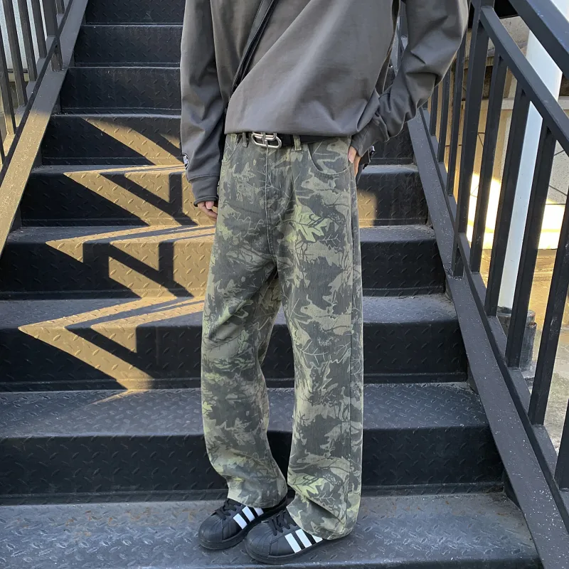 DS'DIARY Jeans Unisex Camouflage Leaf-3
