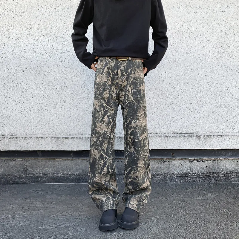 DS'DIARY Jeans Unisex Camouflage Leaf-9