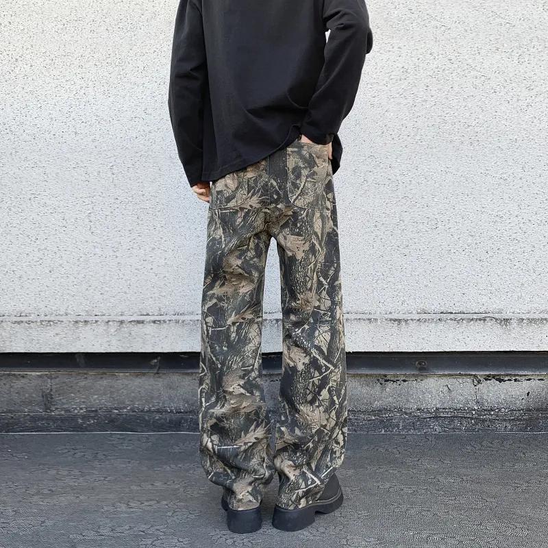 DS'DIARY Jeans Unisex Camouflage Leaf-12