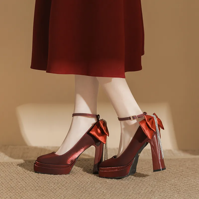 City Camel Chunky Heel High Heels Women's-11