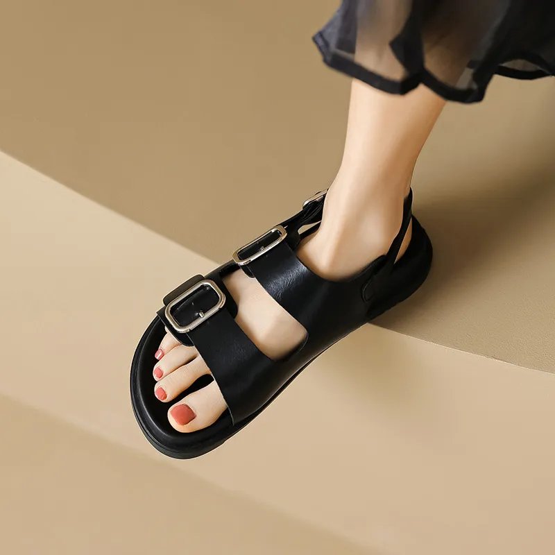 City Camel Beach Sandals Women's Black-3