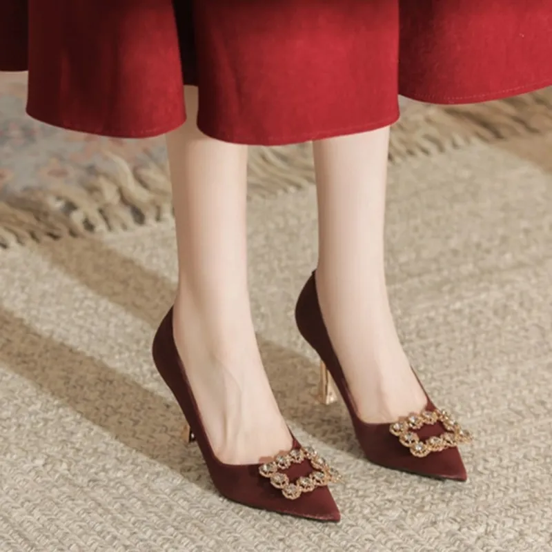 City camel High Heels Women's Black, Champagne, Burgundy-11