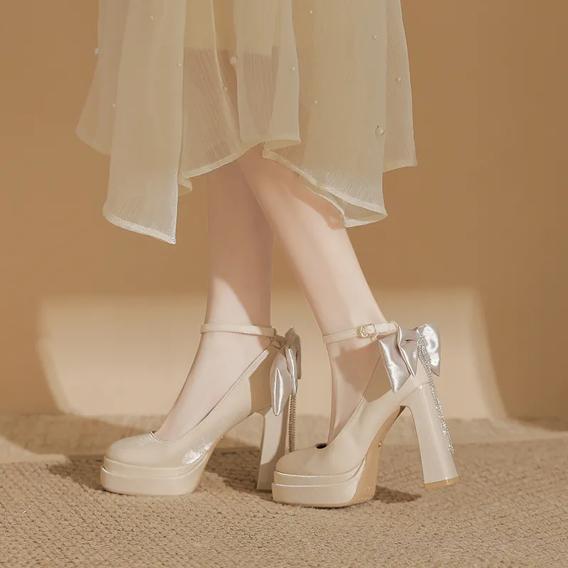 City Camel Chunky Heel High Heels Women's-6