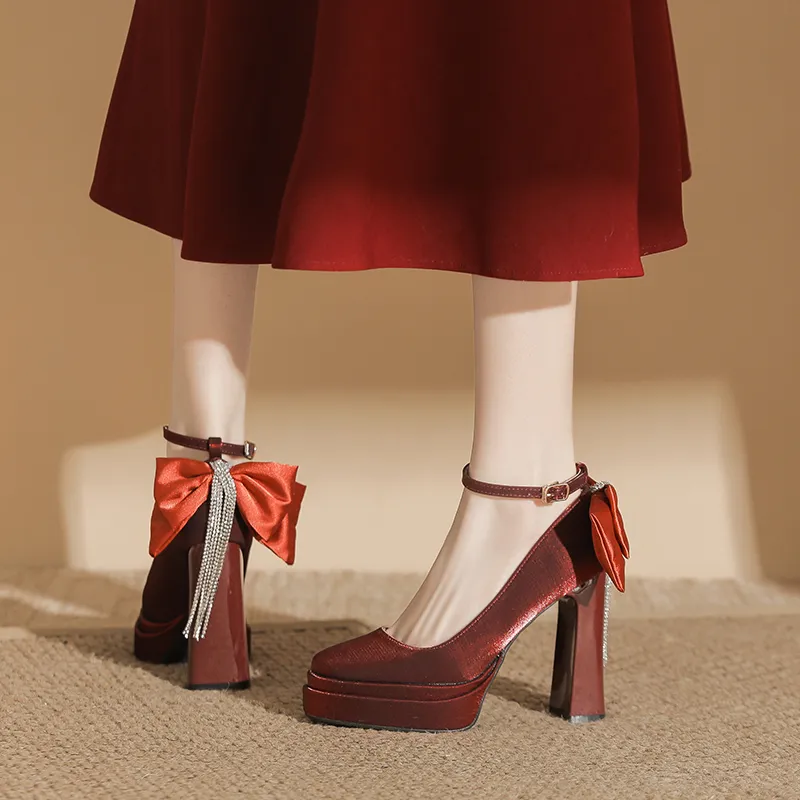 City Camel Chunky Heel High Heels Women's-10