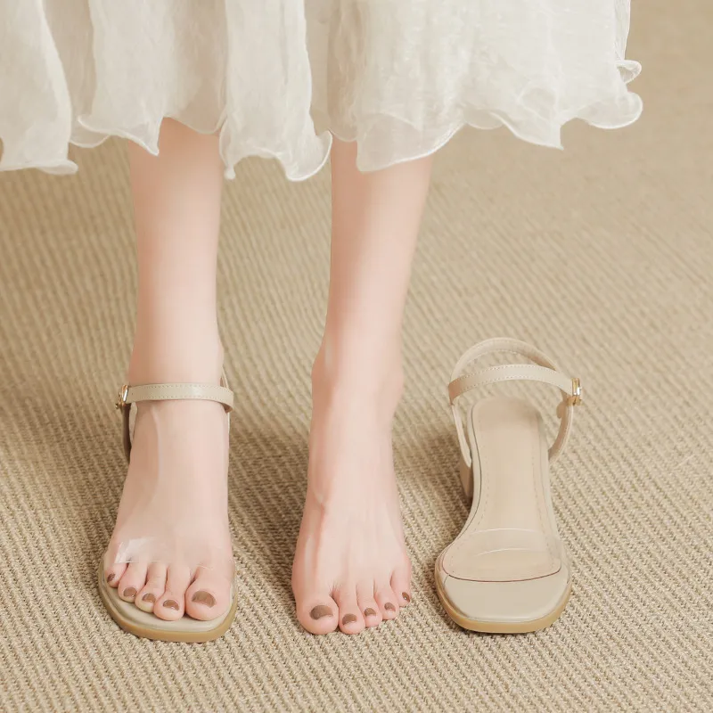 City Camel One Strap Sandals Women's Apricot-2