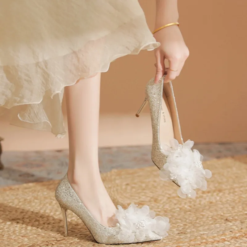 City Camel High Heels Women's Silver-1