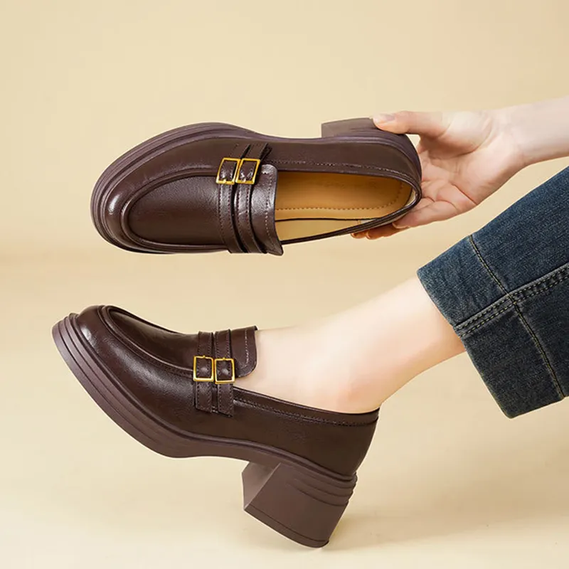 City camel Loafers Women's Black, Dark Brown-5