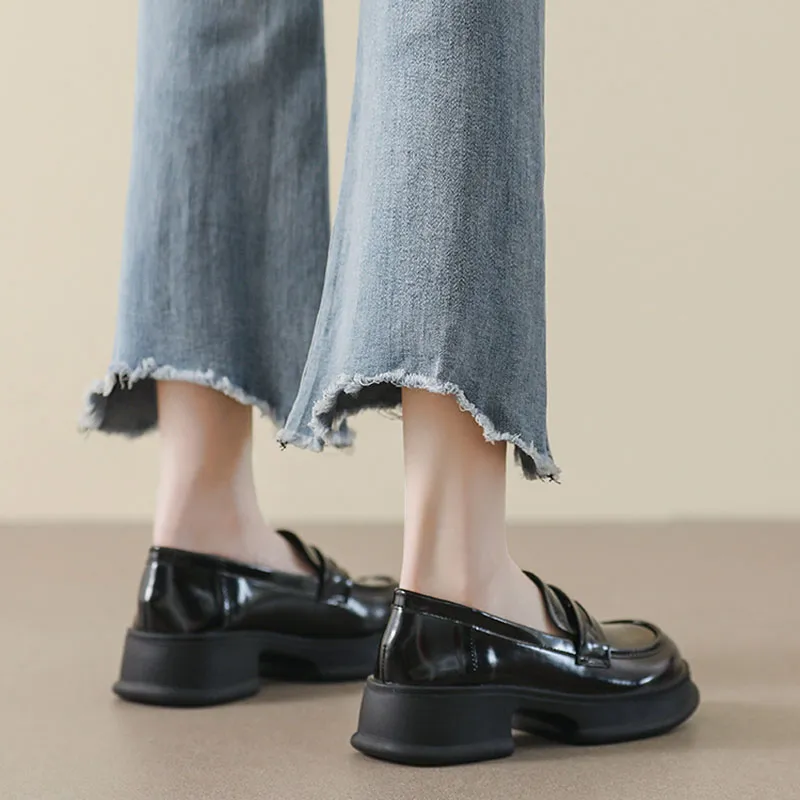 City Camel Loafers Women's Black-5