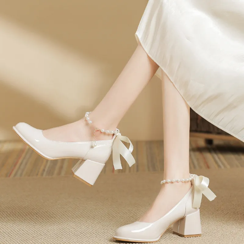 City Camel Chunky Heel High Heels Women's-5