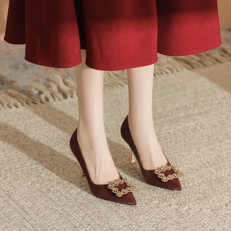 City camel High Heels Women's Black, Champagne, Burgundy-10