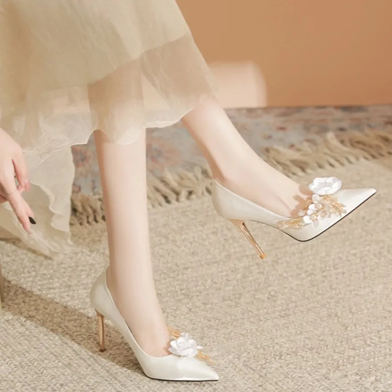 City Camel High Heels Women's White-4