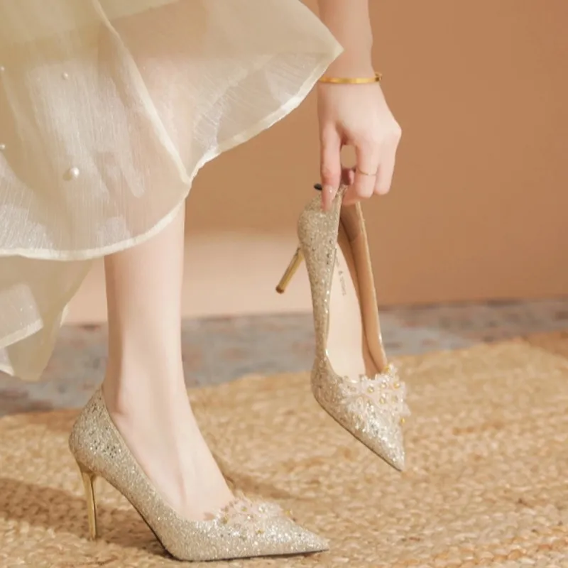 City camel High Heels Women's Champagne, Silver, Black-11