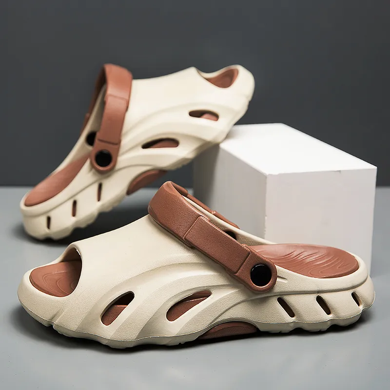 NMR Beach Sandals Men Black Orange/White/Khaki Brown-14