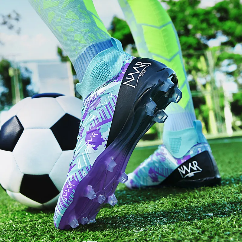 NMR FG Rubber Long Studs TF Rubber Broken Studs Water-Resistant Slip-Resistant Soccer Shoes Unisex White Blue Pink-13